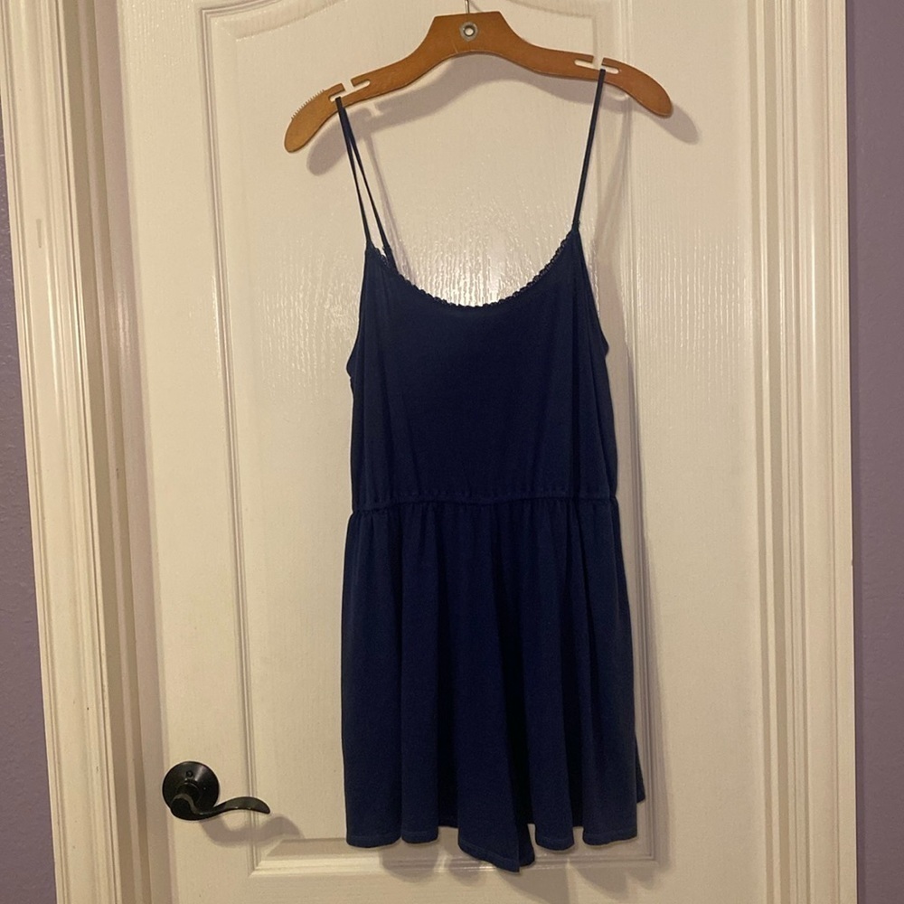 American Eagle Outfitters Women's Navy Romper with Lace Trim Size Large NWOT